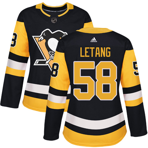 Adidas Penguins #58 Kris Letang Black Home Authentic Women's Stitched NHL Jersey
